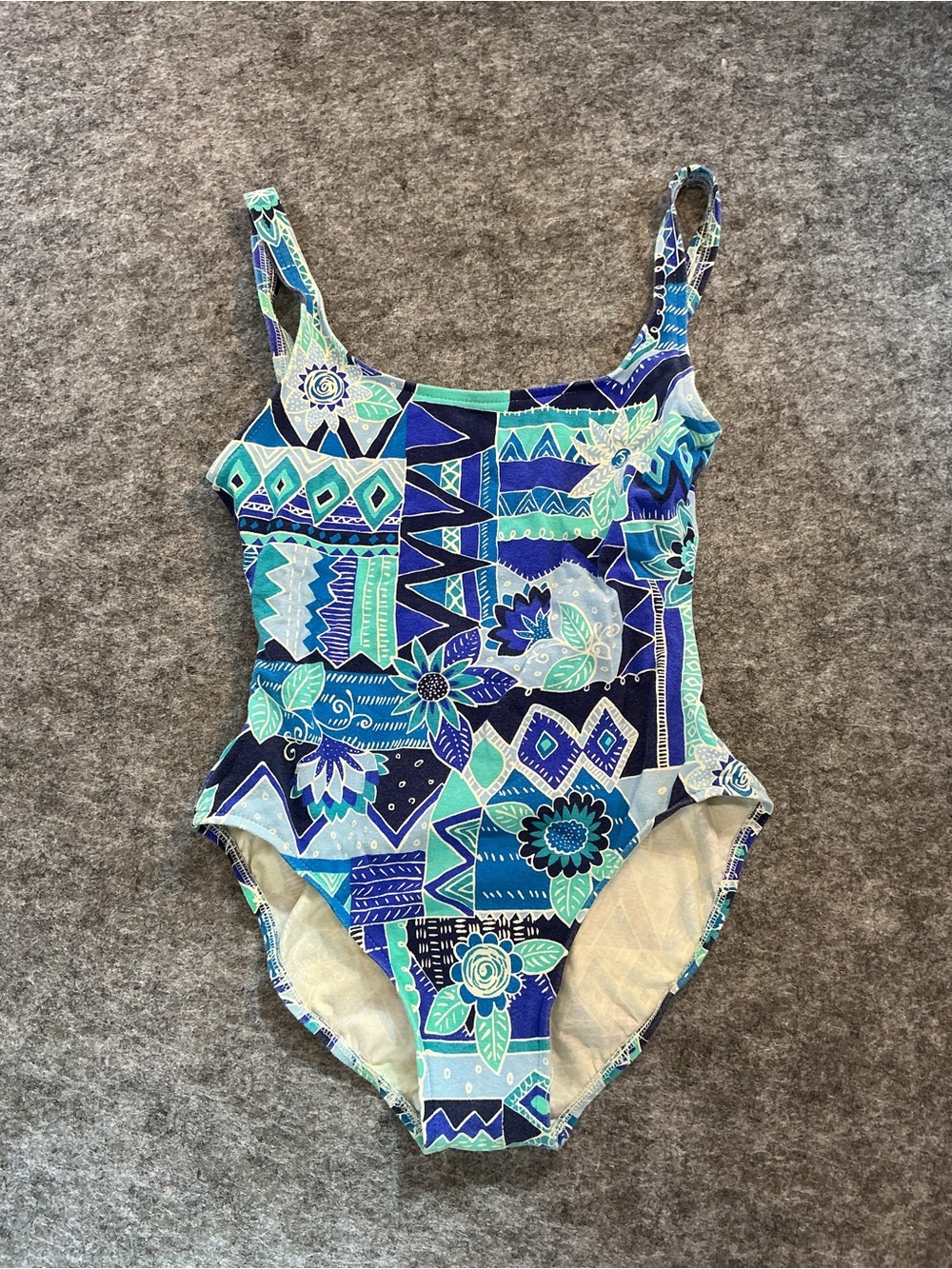 South Point VINTAGE! 90s high leg Cut & Teal Floral One-Piece Swimsuit